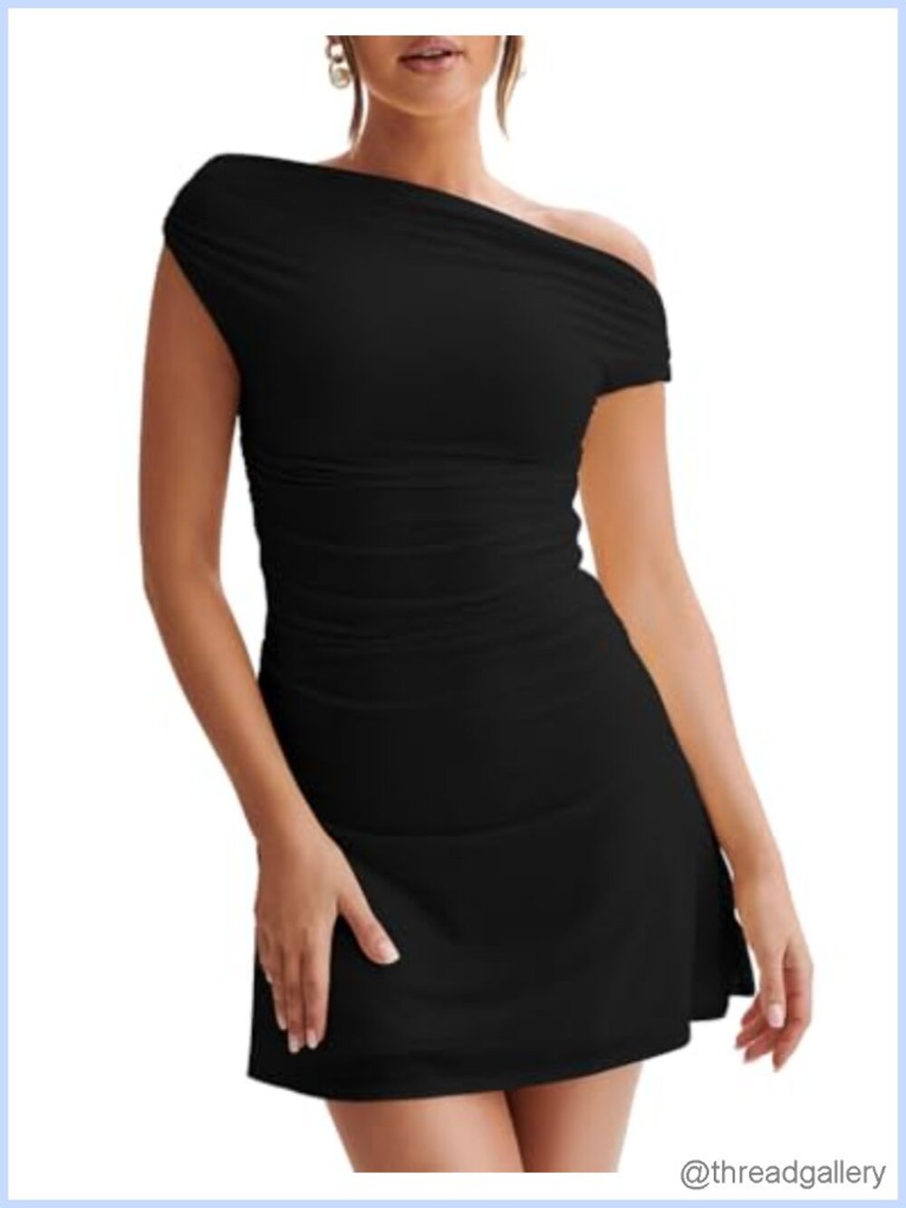 Off Shoulder Ruched Mini Dress A-Line Sleeveless Club Party